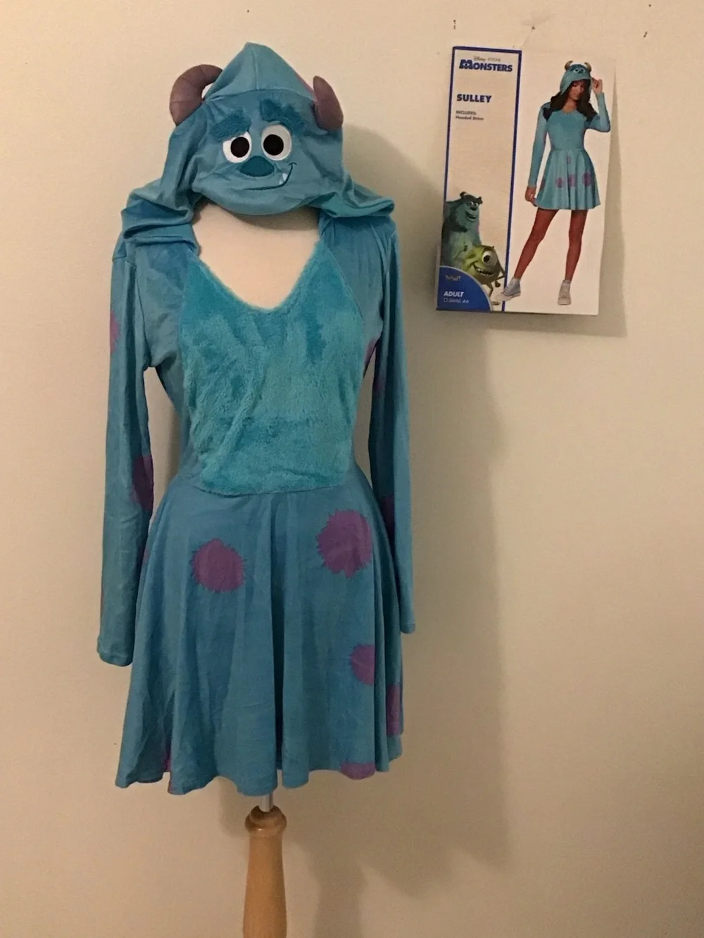 Sulley-Inspired Blue Kids Halloween Costume Dress with Hood
